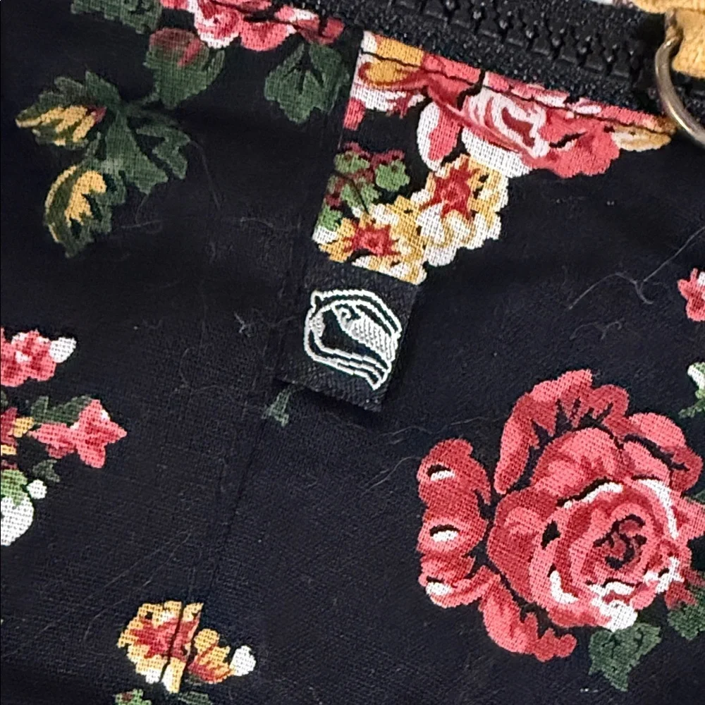 Zand Amsterdam Black Floral Mini Skirt with Yellow Contrast Waistband